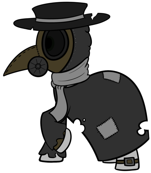 Size: 1271x1461 | Tagged: safe, artist:polynya, oc, unnamed oc, unofficial characters only, fallout equestria, clothes, coat, gas mask, hat, image, mask, plague doctor, plague doctor mask, png, profile, scarf, simple background, transparent background