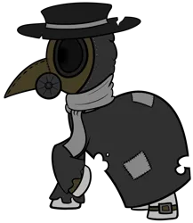 Size: 1271x1461 | Tagged: safe, artist:polynya, oc, unnamed oc, unofficial characters only, fallout equestria, clothes, coat, gas mask, hat, image, mask, plague doctor, plague doctor mask, png, profile, scarf, simple background, transparent background