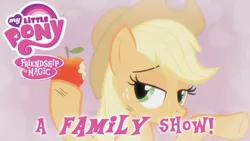 Size: 3359x1888 | Tagged: editor needed, safe, derpibooru import, edit, edited screencap, screencap, applejack, earth pony, pony, season 4, simple ways, a family picture, a family show, apple, applejack's hat, bedroom eyes, caption, cowboy hat, dirty, female, food, g4, hat, heart, image, logo, looking at you, male, mare, meme, nostalgia critic, offscreen character, png, ponies the anthology v, pov, sexy, show logo, smiling, solo, stetson, stupid sexy applejack, tallulah, text, what were they thinking, you know for kids