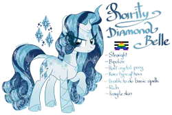 Size: 1920x1290 | Tagged: safe, artist:mrufka69, derpibooru import, rarity, pony, alternate design, augmented horn, cloven hooves, horn, image, mouthpiece, png, politics, pride flag, reference sheet, simple background, solo, transparent background, twitterina design