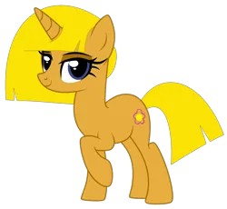 Size: 2570x2360 | Tagged: safe, artist:twilyisbestpone, derpibooru import, oc, oc:flower breeze, unofficial characters only, pony, unicorn, derpibooru community collaboration, 2024 community collab, bedroom eyes, blonde mane, blonde tail, derpibooru exclusive, eyeshadow, female, high res, image, looking at you, makeup, mare, png, ponysona, pretty, raised hoof, simple background, smiling, smiling at you, solo, tail, transparent background