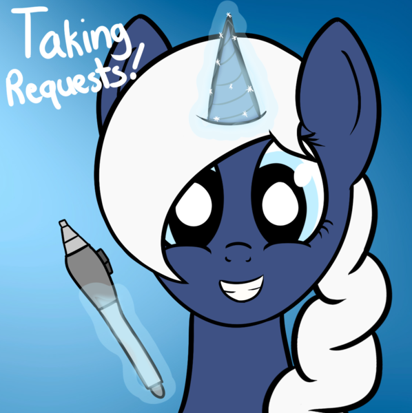 Size: 1135x1139 | Tagged: safe, artist:polynya, oc, oc:polynya frostbite, pony, unicorn, abstract background, braid, bust, female, grin, horn, image, looking at you, mare, pen, png, request, requests, smiling, solo, unicorn oc