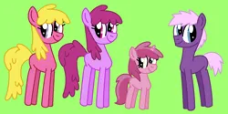 Size: 1385x692 | Tagged: safe, artist:katiesworldofponies36, ponerpics import, berry punch, berryshine, cherry berry, ruby pinch, welch, earth pony, pony, unicorn, series:my little filly: friendship is magic, adult blank flank, aunt, aunt and niece, background pony, berrybetes, blank flank, cherrybetes, cute, daughter, family, father, father and child, father and daughter, female, filly, foal, g4, green background, headcanon, image, male, mare, mother, mother and child, mother and daughter, mother and father, ms paint, pinchybetes, png, simple background, smiling, stallion, welchabetes
