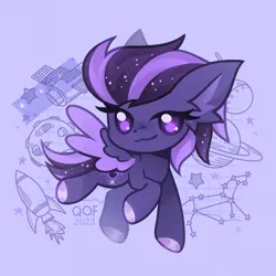 Size: 1670x1670 | Tagged: safe, artist:k_irie, derpibooru import, oc, oc:shadow galaxy, unofficial characters only, pegasus, pony, chibi, commission, cute, ethereal mane, female, hooves, image, mare, png, simple background, solo, starry mane, starry tail, tail