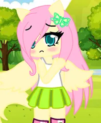 Size: 886x1076 | Tagged: safe, artist:80ssuperstar, derpibooru import, fluttershy, anthro, equestria girls, clothes, female, gacha club, image, png, pony ears, solo, wings