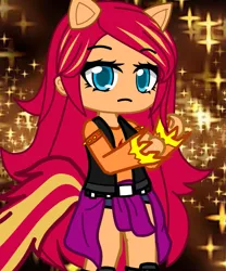 Size: 897x1080 | Tagged: safe, artist:80ssuperstar, derpibooru import, sunset shimmer, anthro, equestria girls, clothes, female, gacha club, image, png, pony ears, solo, tail