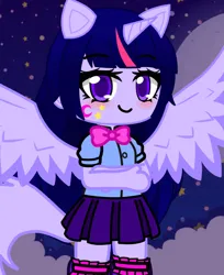 Size: 882x1080 | Tagged: safe, artist:80ssuperstar, derpibooru import, twilight sparkle, anthro, equestria girls, clothes, female, gacha club, horn, image, png, pony ears, solo, tail, wings