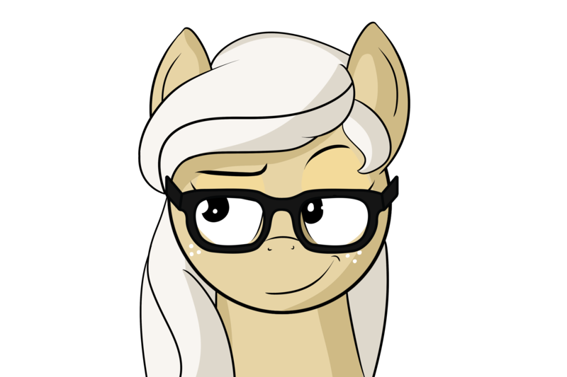 Size: 4500x3000 | Tagged: safe, artist:polynya, oc, oc:magnolia, unofficial characters only, earth pony, pony, bust, earth pony oc, female, glasses, image, looking sideways, mare, png, raised eyebrow, simple background, smug, solo, transparent background