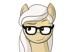 Size: 4500x3000 | Tagged: safe, artist:polynya, oc, oc:magnolia, unofficial characters only, earth pony, pony, bust, earth pony oc, female, glasses, image, looking sideways, mare, png, raised eyebrow, simple background, smug, solo, transparent background