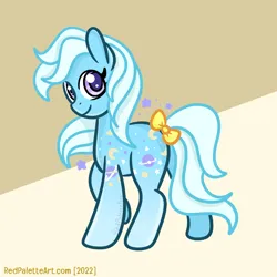 Size: 1500x1500 | Tagged: safe, artist:redpalette, derpibooru import, night glider (g1), earth pony, pony, g1, bow, cute, female, image, mare, png, rear view, sgap, smiling, sogreatandpowerful, sparkle, tail, tail bow