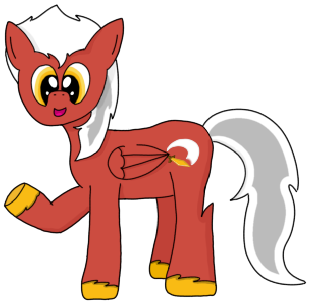 Size: 1074x1040 | Tagged: safe, artist:auro, derpibooru import, oc, oc:copper blade, pegasus, pony, derpibooru community collaboration, 2024 community collab, cutie mark, hooves, image, looking at you, newbie artist training grounds, pegasus oc, png, simple background, solo, transparent background, waving, wings