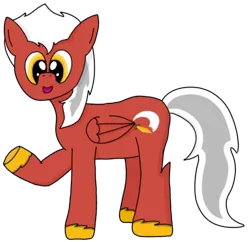 Size: 1074x1040 | Tagged: safe, artist:auro, derpibooru import, oc, oc:copper blade, pegasus, pony, derpibooru community collaboration, 2024 community collab, cutie mark, hooves, image, looking at you, newbie artist training grounds, pegasus oc, png, simple background, solo, transparent background, waving, wings