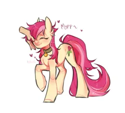 Size: 3312x3000 | Tagged: safe, artist:rivlin, derpibooru import, roseluck, pony, behaving like a cat, collar, commission, commissioner:doom9454, cute, cyrillic, disembodied hand, hand, image, pet tag, petting, png, pony pet, purring, rosepet, russian, standing, translated in the description