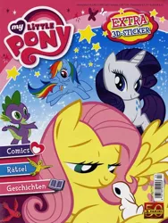 Size: 602x800 | Tagged: safe, derpibooru import, official, angel bunny, fluttershy, rainbow dash, rarity, spike, butterfly, insect, 2010s, cover, cute, g4, german, germany, image, jpeg, magazine, panini, stars