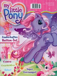 Size: 606x800 | Tagged: safe, derpibooru import, official, pinkie pie, starsong, tiddlywink, tra-la-la, breezie, butterfly, earth pony, insect, pegasus, g3, 2010s, castle, cover, cute, german, hot air balloon, image, jpeg, magazine, rainbow