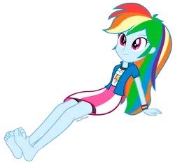 Size: 1956x1856 | Tagged: safe, artist:paco777yuyu, derpibooru import, rainbow dash, human, equestria girls, barefoot, feet, female, g4, image, png, simple background, smiling, soles, solo, transparent background