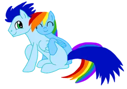 Size: 749x526 | Tagged: safe, artist:delphina34, ponerpics import, ponybooru import, rainbow dash, soarin', pegasus, pony, female, image, male, mare, png, shipping, simple background, soarindash, stallion, straight, transparent background