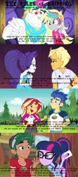 Size: 1920x4320 | Tagged: safe, derpibooru import, edit, edited screencap, screencap, bulk biceps, derpy hooves, flash sentry, ragamuffin (equestria girls), rarity, sci-twi, sunset shimmer, timber spruce, twilight sparkle, equestria girls, equestria girls series, legend of everfree, lost and pound, spring breakdown, spoiler:eqg series (season 2), absurd resolution, anti-shipping, camp everfree outfits, card, female, flashimmer, g4, image, lost and pound: rarity, male, music festival outfit, one eye closed, photo booth, png, ragamuffin (g4), rarimuffin, rules, ship:derpybulk, shipping, straight, text, timbertwi, wink