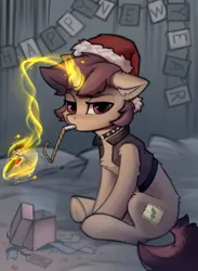 Size: 1026x1400 | Tagged: safe, artist:breakdream, derpibooru import, oc, oc:lavrushka, unofficial characters only, unicorn, christmas, female, holiday, image, jpeg, merry christmas, solo