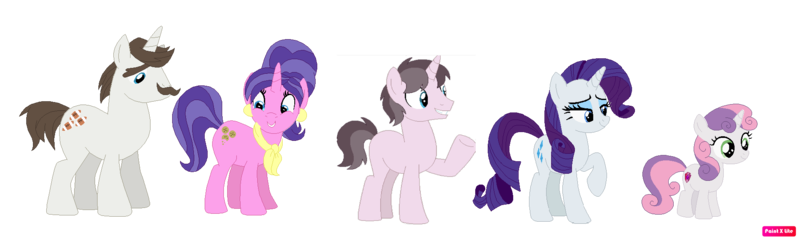 Size: 1919x576 | Tagged: safe, artist:batmuties, artist:selenaede, derpibooru import, cookie crumbles, hondo flanks, rarity, sweetie belle, oc, oc:rugby pizelle, pony, unicorn, base used, father and child, father and daughter, father and son, female, filly, foal, g4, group, image, male, mare, mother and child, mother and daughter, mother and son, offspring, parent:cookie crumbles, parent:hondo flanks, parents:cookieflanks, png, simple background, stallion, transparent background