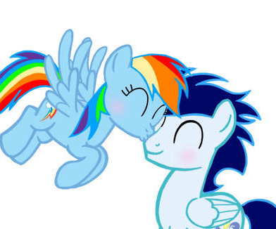 Size: 392x326 | Tagged: safe, ponerpics import, ponybooru import, rainbow dash, soarin', pegasus, pony, female, image, kissing, male, mare, nose kiss, png, shipping, simple background, soarindash, stallion, straight, white background