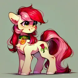 Size: 4096x4096 | Tagged: safe, ai content, derpibooru import, machine learning generated, prompter:doom9454, stable diffusion, roseluck, pony, collar, cute, generator:purplesmart.ai, image, jpeg, pet tag, pony pet, rosepet, standing