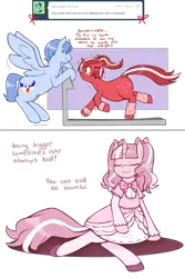 Size: 1280x1918 | Tagged: safe, artist:redintravenous, derpibooru import, oc, oc:red ribbon, unofficial characters only, pony, unicorn, ask red ribbon, clothes, dress, fat, female, image, mare, png, treadmill