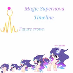 Size: 1378x1378 | Tagged: safe, artist:mythicalsentrymlp, derpibooru import, oc, oc:magic supernova, unofficial characters only, alicorn, pony, age progression, baby, baby pony, base used, female, filly, foal, g4, image, jpeg, mare, offspring, older, parent:flash sentry, parent:twilight sparkle, parents:flashlight, simple background, solo, teenager, white background