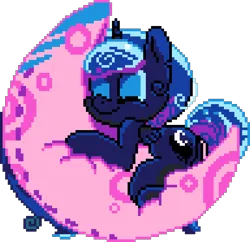 Size: 960x930 | Tagged: safe, artist:epicvon, artist:erica693992, artist:pebble_, derpibooru import, princess luna, alicorn, pony, female, filly, foal, g4, image, manepxls, mare, pixel art, png, pxls.space, simple background, sleeping, solo, transparent background, woona, younger