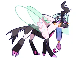 Size: 2048x1563 | Tagged: safe, artist:goatpaste, derpibooru import, oc, oc:opal carapace, unofficial characters only, changeling, changepony, hybrid, pony, changeling hybrid, changeling oc, glasses, image, magical lesbian spawn, offspring, parent:princess celestia, parent:queen chrysalis, parents:chryslestia, png, simple background, solo, white background