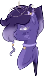 Size: 1971x3346 | Tagged: safe, artist:thecommandermiky, derpibooru import, oc, oc:miky command, unofficial characters only, pegasus, pony, accessory, bow, bust, collar, female, folded wings, hair bow, image, mare, pegasus oc, png, purple eyes, purple hair, short hair, short mane, simple background, solo, spots, transparent background, wings
