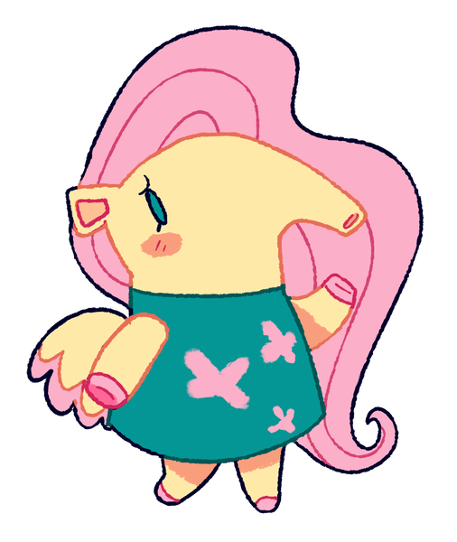 Size: 1346x1596 | Tagged: safe, artist:goatpaste, derpibooru import, fluttershy, anteater, animal crossing, image, png, simple background, solo, species swap, white background, wings