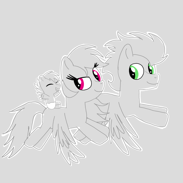 Size: 1400x1400 | Tagged: safe, artist:mrsdashskies, ponerpics import, ponybooru import, rainbow dash, soarin', oc, oc:rainbow blitz, pegasus, pony, baby, baby pony, colt, female, foal, image, male, mare, offspring, parent:rainbow dash, parent:soarin', parents:soarindash, png, shipping, sketch, soarindash, stallion, straight