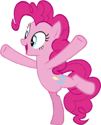 Size: 798x990 | Tagged: safe, derpibooru import, edit, edited screencap, editor:homersimpson1983, screencap, pinkie pie, earth pony, pony, background removed, female, happy, image, not a vector, png, standing, standing on one leg