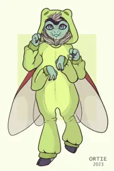 Size: 700x1050 | Tagged: safe, artist:ortie, derpibooru import, oc, oc:atlas comet, original species, commission, cute, image, onesie, png, simple background, wings, ych result