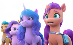 Size: 1280x800 | Tagged: episode needed, safe, derpibooru import, edit, edited screencap, editor:dracoawesomeness, screencap, hitch trailblazer, izzy moonbow, pipp petals, sunny starscout, earth pony, pegasus, pony, unicorn, g5, female, g4, image, male, not a vector, png, simple background, transparent background