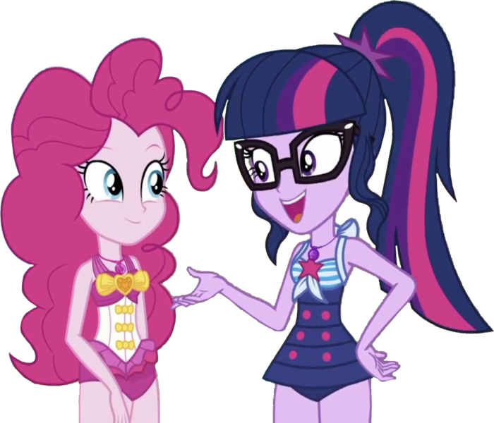 Size: 2940x2520 | Tagged: safe, derpibooru import, edit, edited screencap, editor:homersimpson1983, screencap, pinkie pie, sci-twi, twilight sparkle, human, equestria girls, background removed, bikini, clothes, female, image, not a vector, png, swimsuit