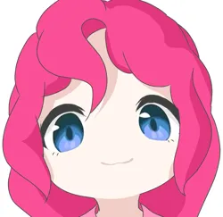 Size: 925x898 | Tagged: safe, artist:cz, derpibooru import, part of a set, pinkie pie, human, :3, anime style, bust, female, g4, humanized, image, looking at you, no nose, png, simple background, solo, white background