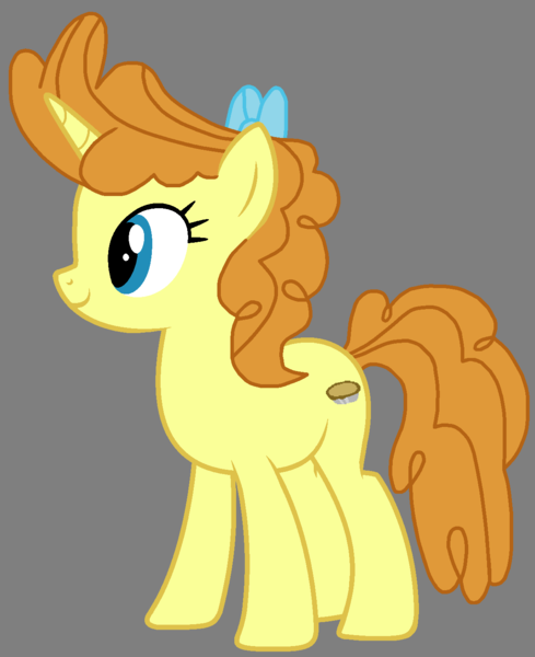 Size: 1180x1448 | Tagged: safe, artist:cat-ria, artist:star polaris and friends, derpibooru import, pumpkin cake, pony, unicorn, base used, blue eyes, bow, cute, derpibooru exclusive, female, g4, gray background, image, mare, older, older pumpkin cake, png, pumpkinbetes, simple background, smiling, solo, standing