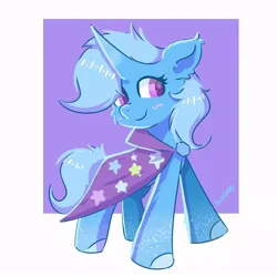 Size: 820x820 | Tagged: safe, artist:skylinepony_, derpibooru import, trixie, pony, unicorn, blushing, cape, clothes, cute, diatrixes, female, g4, image, jpeg, mare, smiling, solo, trixie's cape