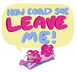 Size: 2048x1921 | Tagged: safe, artist:maddzroks, derpibooru import, pinkie pie, earth pony, pony, crying, g4, image, implied shipping, jpeg, solo, speech bubble