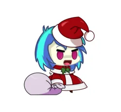 Size: 3968x3664 | Tagged: safe, artist:stellarjinx, derpibooru import, vinyl scratch, human, chibi, christmas, clothes, costume, female, g4, hat, holiday, humanized, image, padoru, png, santa costume, santa hat, simple background, solo, white background