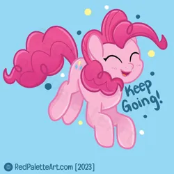 Size: 1500x1500 | Tagged: safe, artist:redpalette, derpibooru import, pinkie pie, earth pony, pony, cute, female, fun, g4, happy, image, mare, motivational, png, positive ponies, prancing, smiling