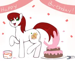 Size: 1280x1051 | Tagged: safe, artist:redintravenous, derpibooru import, oc, oc:palette swap, earth pony, pony, cake, female, food, image, mare, png, solo