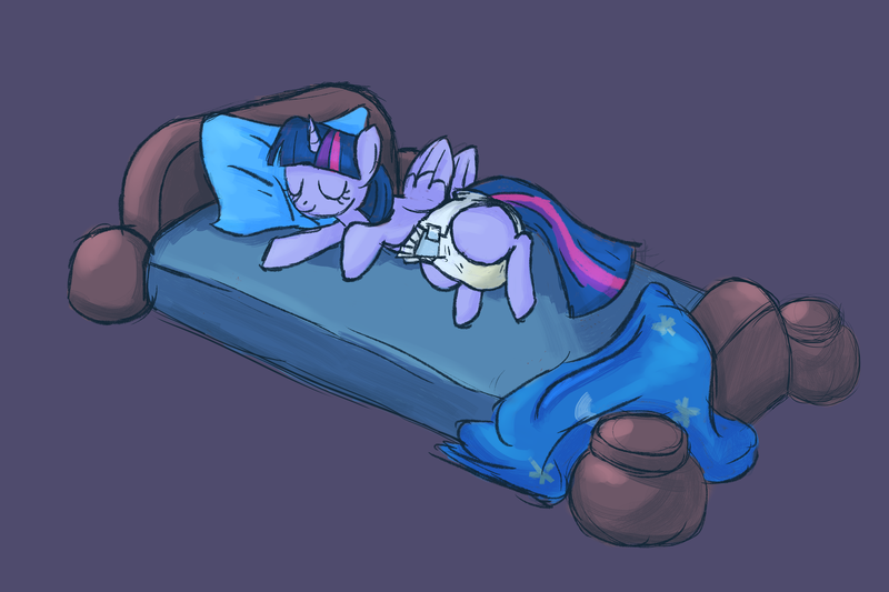 Size: 6000x4000 | Tagged: questionable, alternate version, artist:crinklyslinky, derpibooru import, twilight sparkle, twilight sparkle (alicorn), alicorn, pony, bed, bedwetting, diaper, diaper fetish, female, fetish, image, mare, messy diaper, non-baby in diaper, pissing, png, sleeping, solo, urine, wet diaper, wetting