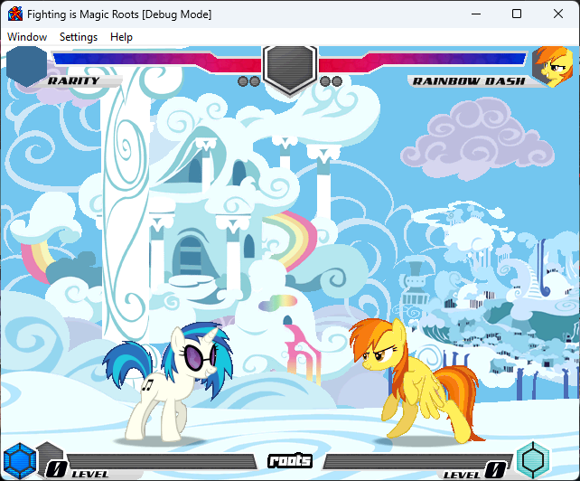 Size: 642x532 | Tagged: safe, artist:fimroots, derpibooru import, rainbow dash, spitfire, vinyl scratch, fighting is magic, cloudsdale, g4, game screencap, image, palette swap, png, recolor