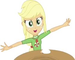 Size: 3135x2520 | Tagged: safe, derpibooru import, edit, edited screencap, editor:homersimpson1983, screencap, applejack, human, equestria girls, applejack's hat, arms spread out, clothes, cowboy hat, female, freckles, geode of super strength, hat, image, magical geodes, not a vector, png, simple background, solo, swimsuit, transparent background