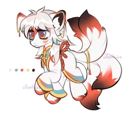 Size: 2180x1993 | Tagged: safe, artist:whohwo, derpibooru import, oc, unofficial characters only, original species, pony, clothes, ear fluff, image, kimono (clothing), kitsune, kitsune pony, png, solo