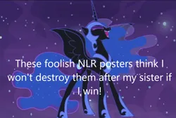 Size: 1091x732 | Tagged: safe, derpibooru import, edit, edited screencap, screencap, nightmare moon, alicorn, pony, derpibooru, a royal problem, caption, cropped, image, image macro, meta, new lunar republic, png, solo, text