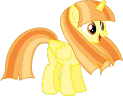 Size: 564x442 | Tagged: safe, artist:ncolque, derpibooru import, oc, oc:daylight shine, alicorn, pony, derpibooru community collaboration, 2024 community collab, image, long mane, multicolored mane, multicolored tail, png, simple background, smiling, tail, transparent background, vector